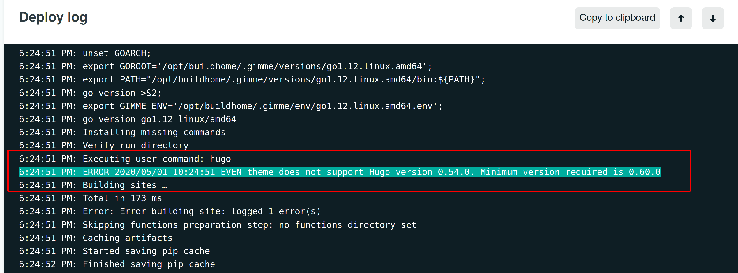 netlify-hugo-build-failed